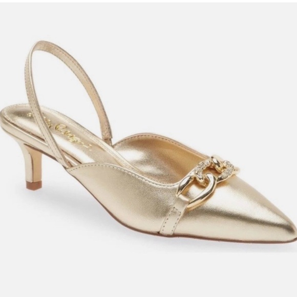 Lilly Pulitzer Shoes - Lilly Pulitzer Jules Slingback Kitten Heels Size 6 Gold